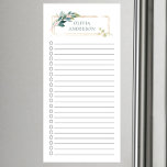 Personalisierter botanischer Rahmen Magnetischer Notizblock<br><div class="desc">Markieren Sie das magnetische Notizblock-Design mit einem modernen,  mit Ihrem Namen personalisierten Blatt- und Goldene Rahmen.</div>