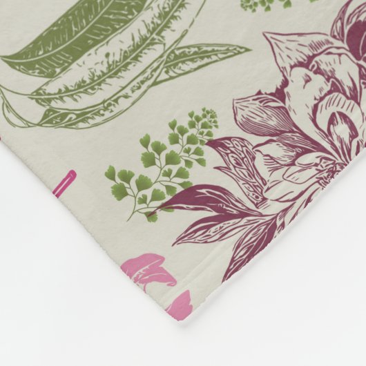 Personalisierter Botanischer Sage Peony Eukalyptus Fleecedecke (Ecke)