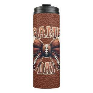 Personalisierter Bow Mama Football Saison Game Day Thermosbecher