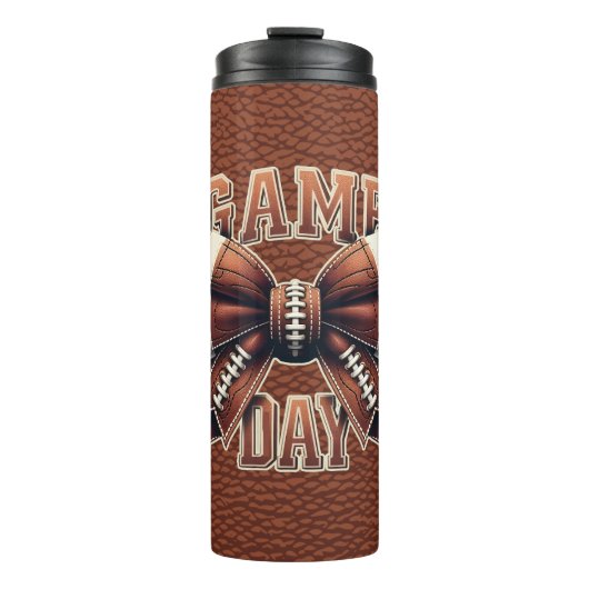 Personalisierter Bow Mama Football Saison Game Day Thermosbecher (Vorderseite)