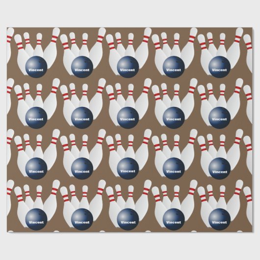 Personalisierter Bowling Geschenkpapier (Flach)