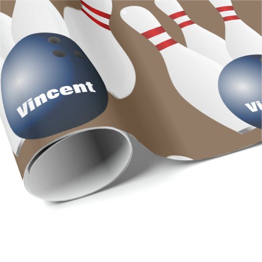 Personalisierter Bowling Geschenkpapier (Rolleneckpunkt)