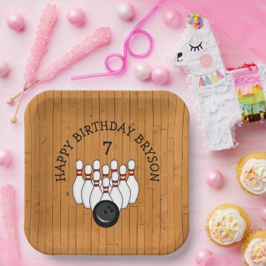 Personalisierter Bowling Themed Birthday Age and N Pappteller (Party)