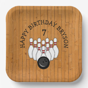 Personalisierter Bowling Themed Birthday Age and N Pappteller