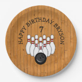 Personalisierter Bowling Themed Birthday Age and N Pappteller (Vorderseite)