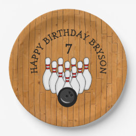 Personalisierter Bowling Themed Birthday Age and N Pappteller