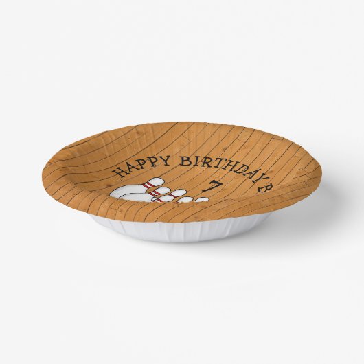 Personalisierter Bowling Themed Birthday Age and N Pappteller (Gewinkelt)