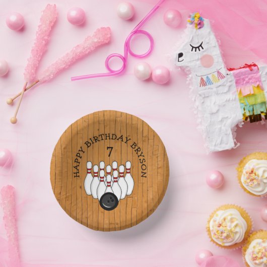 Personalisierter Bowling Themed Birthday Age and N Pappteller (Party)