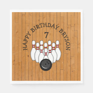 Personalisierter Bowling Themed Birthday Age and N Serviette