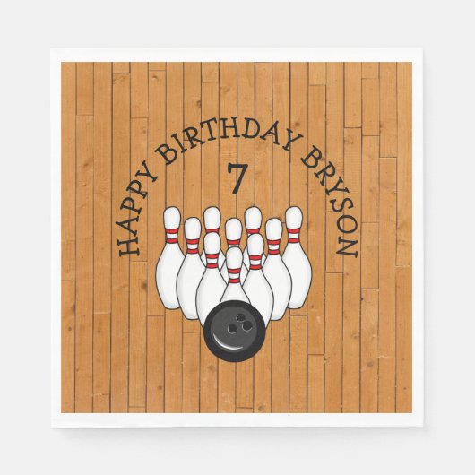 Personalisierter Bowling Themed Birthday Age and N Serviette (Vorderseite)