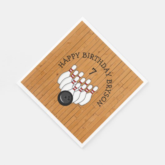 Personalisierter Bowling Themed Birthday Age and N Serviette (Ecke)