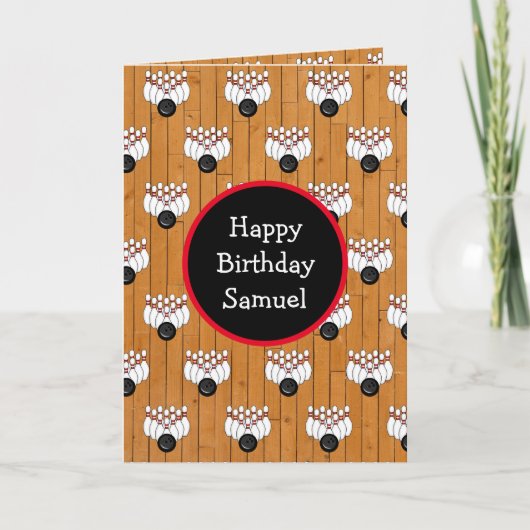 Personalisierter Bowling Themed Geburtstag Karte (Vorderseite)