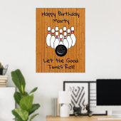 Personalisierter Bowling Themed Happy Birthday Poster (Heimbüro)