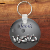 Personalisierter Bowlingball und Streik Schlüsselanhänger (Vorderseite)