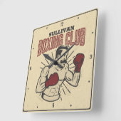 Personalisierter Boxer Retro Prizefighter Boxer Cl Quadratische Wanduhr (Winkel)