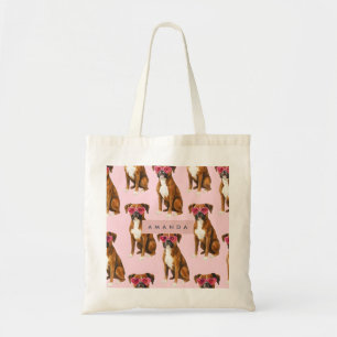 Personalisierter Boxerhund mit rosa Herzbrille Tragetasche