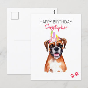 Personalisierter Boxerhund zum Geburtstag  Postkarte