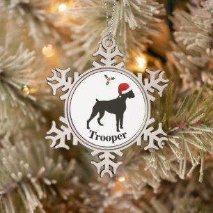 Personalisierter Boxhund Schneeflocken Zinn-Ornament
