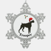 Personalisierter Boxhund Schneeflocken Zinn-Ornament (Vorderseite)