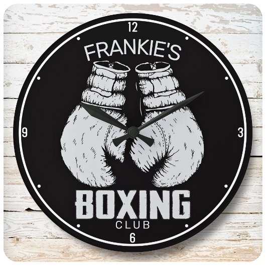Personalisierter Boxklub Boxer Gym Fighter Handsch Große Wanduhr