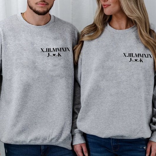 Personalisierter Boyfriend Jahrestag römische Zahl Sweatshirt