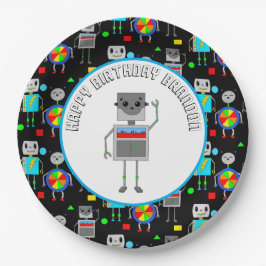 Personalisierter Boy's Birthday Robot Pappteller