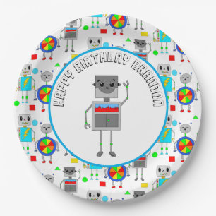 Personalisierter Boy's Birthday Robot Pappteller