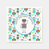 Personalisierter Boy's Birthday Robot Serviette (Vorderseite)