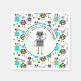 Personalisierter Boy's Birthday Robot Serviette