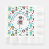 Personalisierter Boy's Birthday Robot Serviette (Vorderseite)