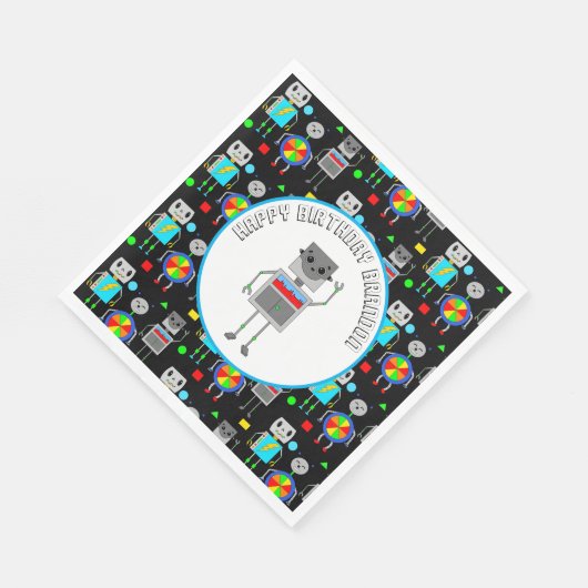 Personalisierter Boy's Birthday Robot Serviette (Ecke)