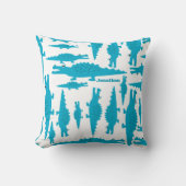 Personalisierter Boy's Room Blue Aqua Alligator Kissen (Vorderseite)