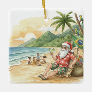 Personalisierter brasilianischer Weihnachtsmann am Keramikornament