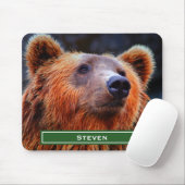 Personalisierter Braunbär Portrait Wildlife Foto Mousepad (Mit Mouse)
