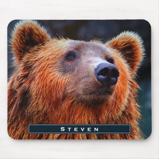 Personalisierter Braunbär Portrait Wildlife Foto Mousepad (Vorne)
