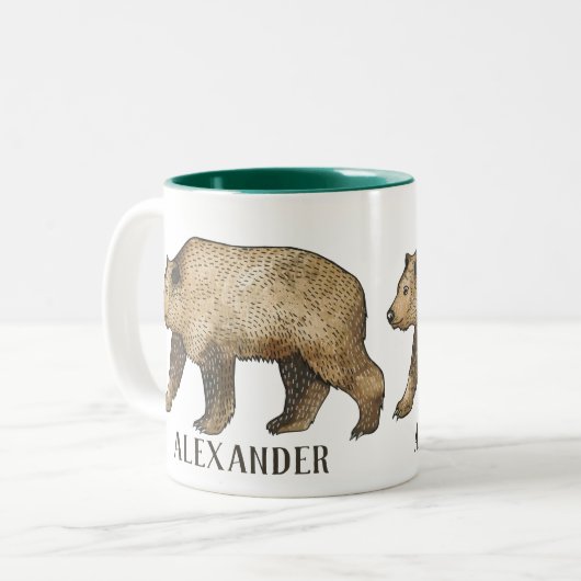 Personalisierter brauner Bär Tasse (Vorderseite Links)