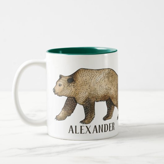 Personalisierter brauner Bär Tasse (Links)