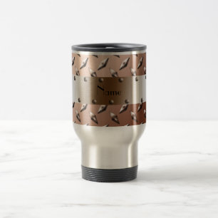 Personalisierter brauner Diamantplattennamensstahl Reisebecher