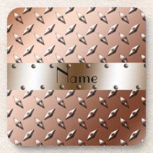 Personalisierter brauner Diamantplattennamensstahl Untersetzer