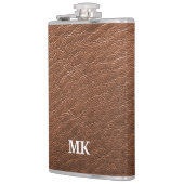 Personalisierter brauner Lederschau Flachmann (Links)