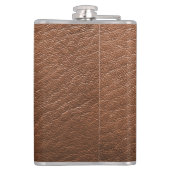 Personalisierter brauner Lederschau Flachmann (Rückseite)