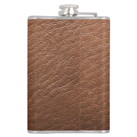 Personalisierter brauner Lederschau Flachmann (Rückseite)