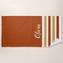 Personalisierter brauner Sand und weißer Streifen Strandtuch