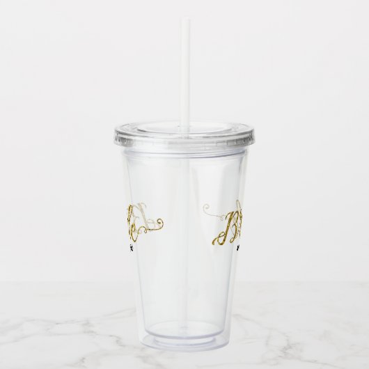 Personalisierter Braut-GoldGlitzer Acryltrinkbecher (Rechts)