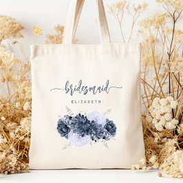 Personalisierter Brautjungfer-Blumenstaub Blau Sch Tragetasche