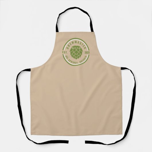 Personalisierter Brewmaster, Hopfen, Khaki, Green, Schürze (Vorderseite)