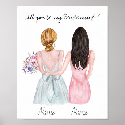 Personalisierter Bridesmaid-Vorschlag Poster (Vorne)