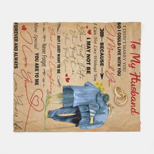 Personalisierter Brief an mein Ehemann Fleecedecke (Vorderseite (Horizontal))