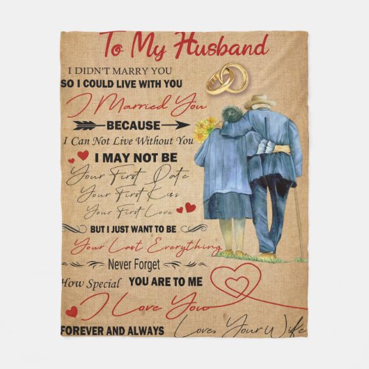 Personalisierter Brief an mein Ehemann Fleecedecke (Vorderseite)