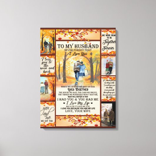 Personalisierter Brief an mein Ehemann, Liebe-Ehem Leinwanddruck (Vorderseite)